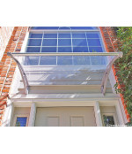 Polikarbonato stogelis su lataku 930x1500 mm skaidrus, pilki laikikliai