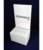 Aukų dėžutė su A4 informacijos stoveliu