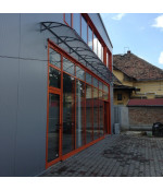 Sujungtas aliuminis polikarbonato stogelis 960x3000 mm skaidrus, pilki laikikliai