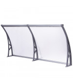 Polikarbonato stogelis su lataku 930x3000 mm skaidrus, pilki laikikliai