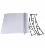 Polikarbonato stogelis su lataku 930x3000 mm skaidrus, pilki laikikliai