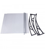 Polikarbonato stogelis su lataku 930x3000 mm skaidrus, juodi laikikliai