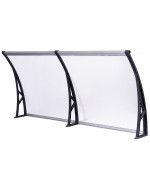 Polikarbonato stogelis su lataku 930x3000 mm skaidrus, juodi laikikliai