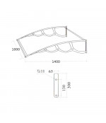 Polikarbonato stogelis 1400x1000 mm skaidrus, juodi laikikliai