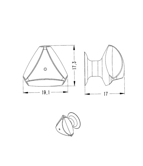 Organinio stiklo rankenėkė (trikampė) 17x17 mm