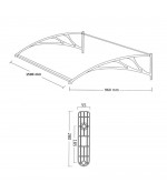 Polikarbonato stogelis 960x1500 mm skaidrus, juodi laikikliai