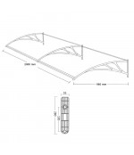 Sujungtas polikarbonato stogelis 960x2000 mm tamsintas, juodi laikikliai
