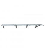 Sujungtas polikarbonato stogelis 1400x3000 mm skaidrus, pilki laikikliai