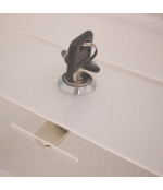 Aukų dėžutė su užraktu ir A4 informacijos stoveliu