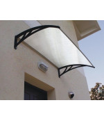 Sujungtas polikarbonato stogelis 1200x3000 mm skaidrus, juodi laikikliai