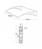 Polikarbonato stogelis 1200x1500 mm tamsintas, juodi laikikliai