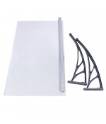 Polikarbonato stogelis 1200x1500 mm skaidrus, juodi laikikliai