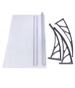 Sujungtas polikarbonato stogelis 1200x3000 mm skaidrus, juodi laikikliai