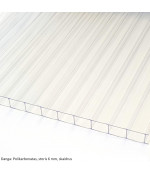 Sujungtas polikarbonato stogelis (6x960x4500 mm) skaidrus, pilki laikikliai
