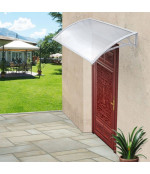 Sujungtas polikarbonato stogelis 960x4500 mm skaidrus, pilki laikikliai