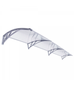 Sujungtas polikarbonato stogelis 960x4500 mm skaidrus, pilki laikikliai