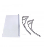 Aliuminis polikarbonato stogelis 960x1500 mm skaidrus, pilki laikikliai