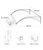 Aliuminis stogelis su lataku 980x1500 mm juodi laikikliai