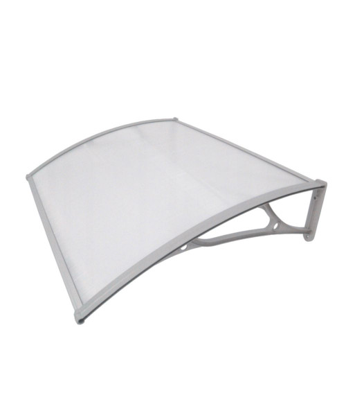 Aliuminis polikarbonato stogelis (6x960x1500 mm) skaidrus, pilki laikikliai