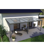 Aliuminio stoginė terasai, pilka su 16 mm polikarbonato danga