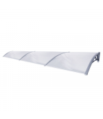 Sujungtas polikarbonato stogelis 960x4500 mm skaidrus, pilki laikikliai