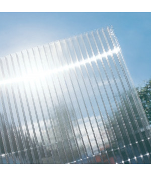 Kanalinis polikarbonatas 6x2100x6000 mm, skaidrus Multiwall (0.95 kg/m2)