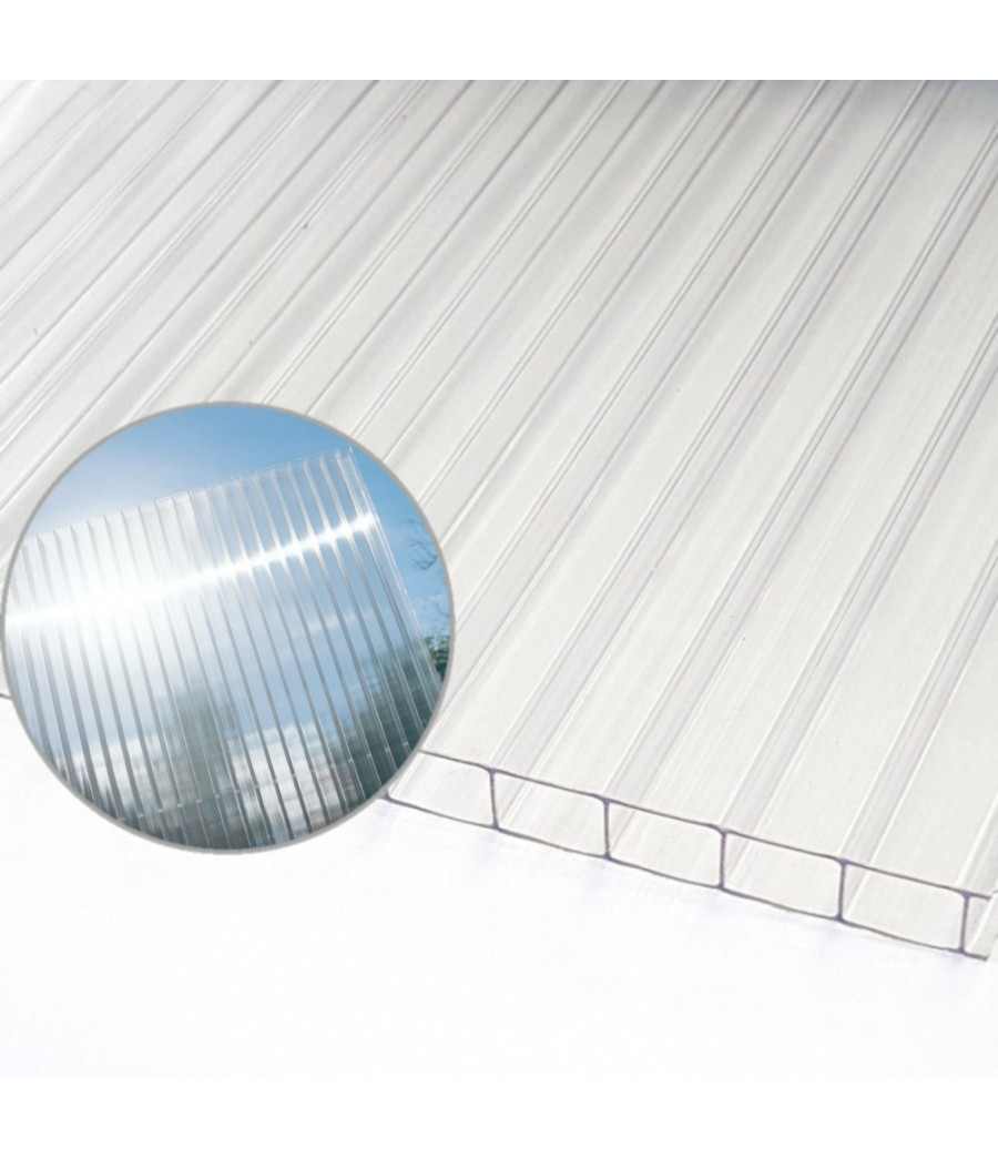 Kanalinis polikarbonatas 6x2100x6000 mm, skaidrus Multiwall (0.95 kg/m2)