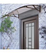 Sujungtas aliuminis polikarbonato stogelis 960x4500 mm tamsintas, rudi laikikliai