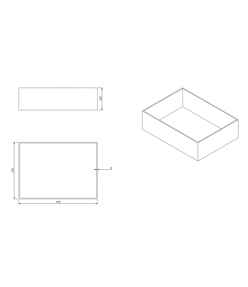 Stačiakampio formos dėžutė - dangtis (145x370x510 mm)