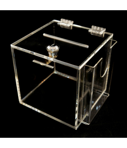 Aukų dėžutė (150x150x150 mm) su papildoma kišene