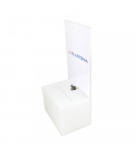 Aukų dėžutė su užraktu ir A4 informacijos stoveliu