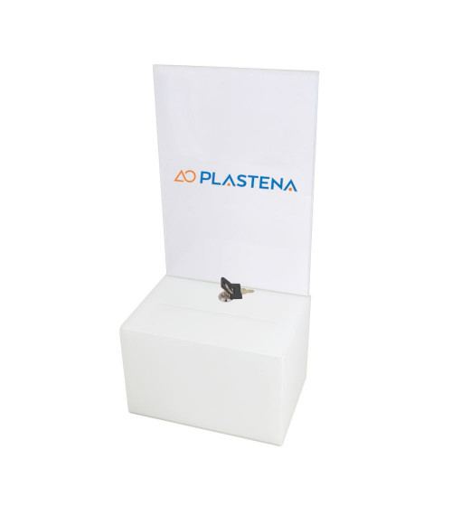 Aukų dėžutė su užraktu ir A4 informacijos stoveliu