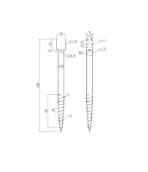 Sraigtinis polis pamatams U 101x1300 mm M12 HDG