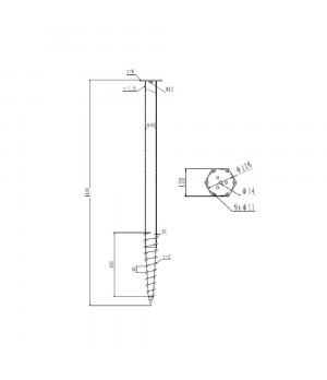 Sraigtinis polis pamatams M 68x1400 mm M12 HDG