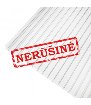 Kanalinis polikarbonatas 16x930x2600 mm, skaidrus (2.5 kg/m2) (nerūšinis)