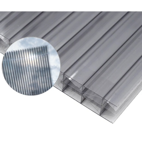 Kanalinis polikarbonatas 16x2100x7000 mm, pilkas - antracito PLASKOLITE (2.5 kg/m2)