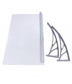 Polikarbonato stogelis 960x1500 mm skaidrus, pilki laikikliai