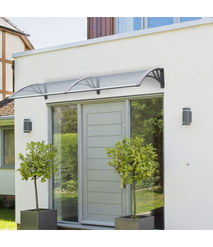 Sujungtas polikarbonato stogelis 1200x3000 mm skaidrus, pilki laikikliai