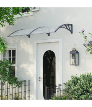 Sujungtas polikarbonato stogelis 1200x3000 mm skaidrus, pilki laikikliai