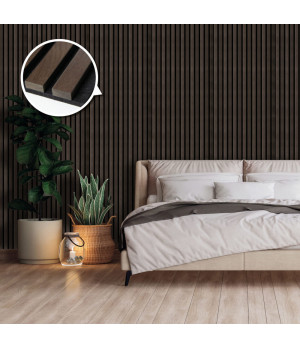 Akustinė plokštė su tamsaus ąžuolo lamelėmis