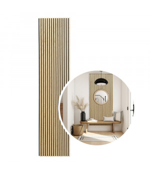 Akustinė plokštė 600x2400mm su ąžuolinėmis lamelėmis