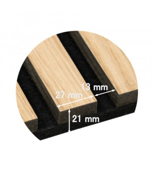 Akustinė plokštė 600x2400mm su tamsaus ąžuolo lamelėmis