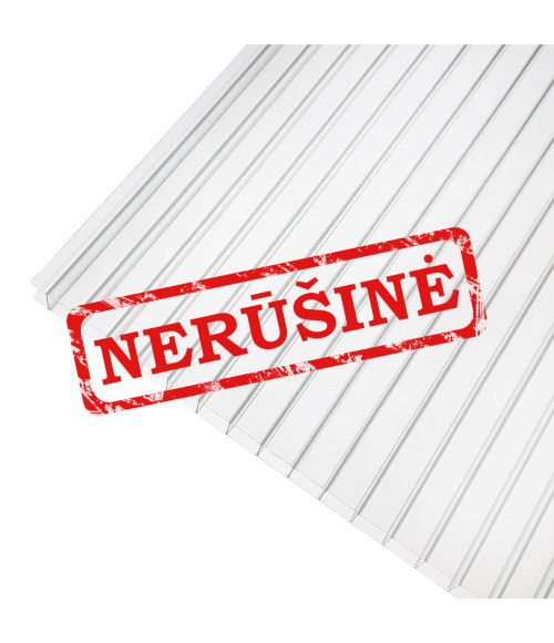 Kanalinis polikarbonatas 10x620x1150 mm, skaidrus (1.5 kg/m2)