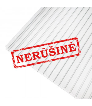 Kanalinis polikarbonatas 10x620x1150 mm, skaidrus (1.5 kg/m2)