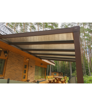 Aliuminio stoginė STRONG su polikarbonato danga, matinė ruda