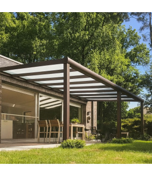 Aliuminio stoginė STRONG su polikarbonato danga, matinė ruda