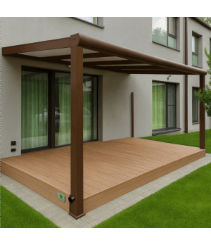 Aliuminio stoginė STRONG su polikarbonato danga, matinė ruda