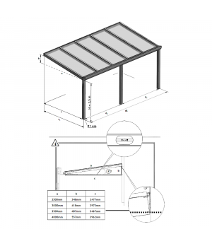 Aliuminio stoginė STRONG - matmenys