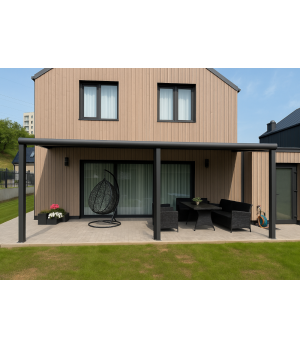 Aliuminio stoginė STRONG su polikarbonato danga, matinė pilka