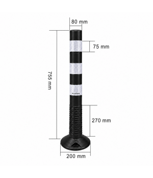 Lankstus įspėjamasis stulpelis 755 mm (juodas)